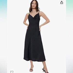 NWT XL Satin Spaghetti Strap Cowl Neck Wrap Party Cami Dress